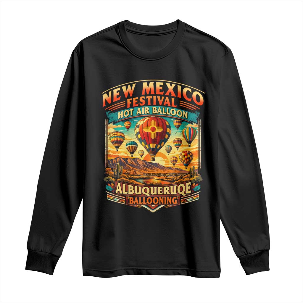 Albuquerque New Mexico Hot Air Balloon Festival Long Sleeve Shirt Southwestern Desert Sunset Ballooning Graphic