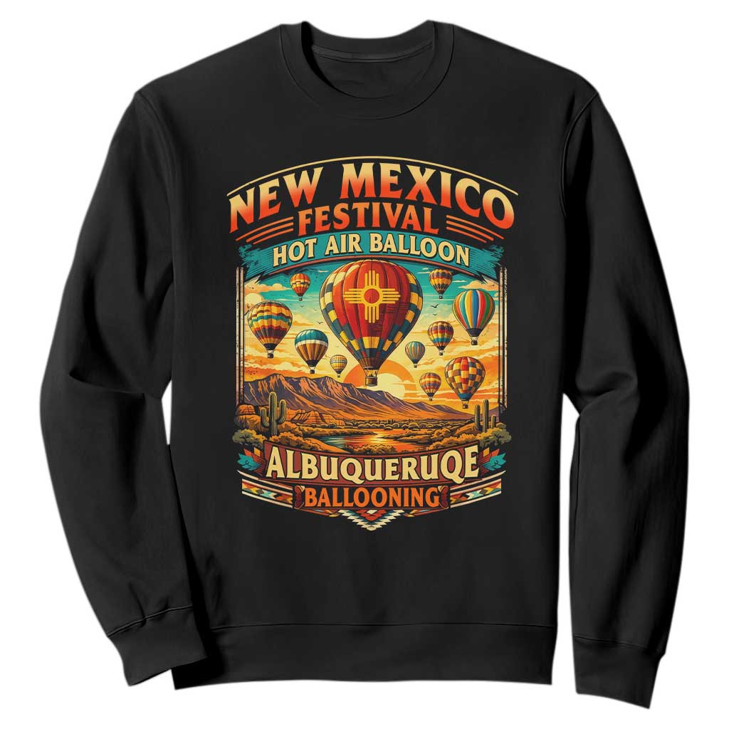Albuquerque New Mexico Hot Air Balloon Festival Sweatshirt Southwestern Desert Sunset Ballooning Graphic