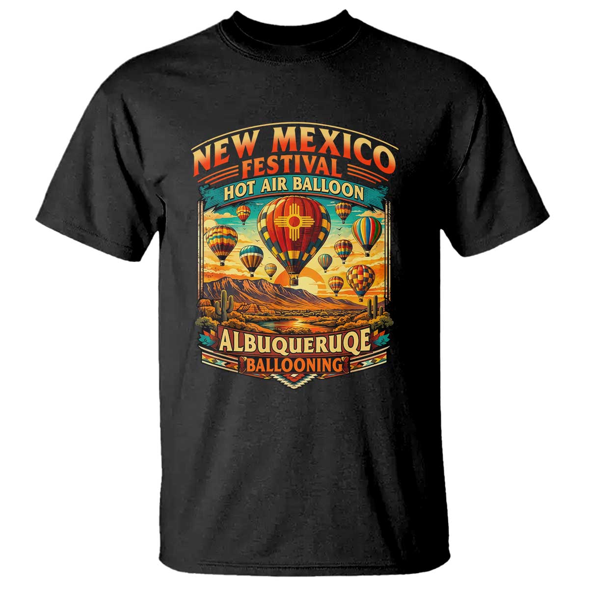 Albuquerque New Mexico Hot Air Balloon Festival T Shirt Southwestern Desert Sunset Ballooning Graphic