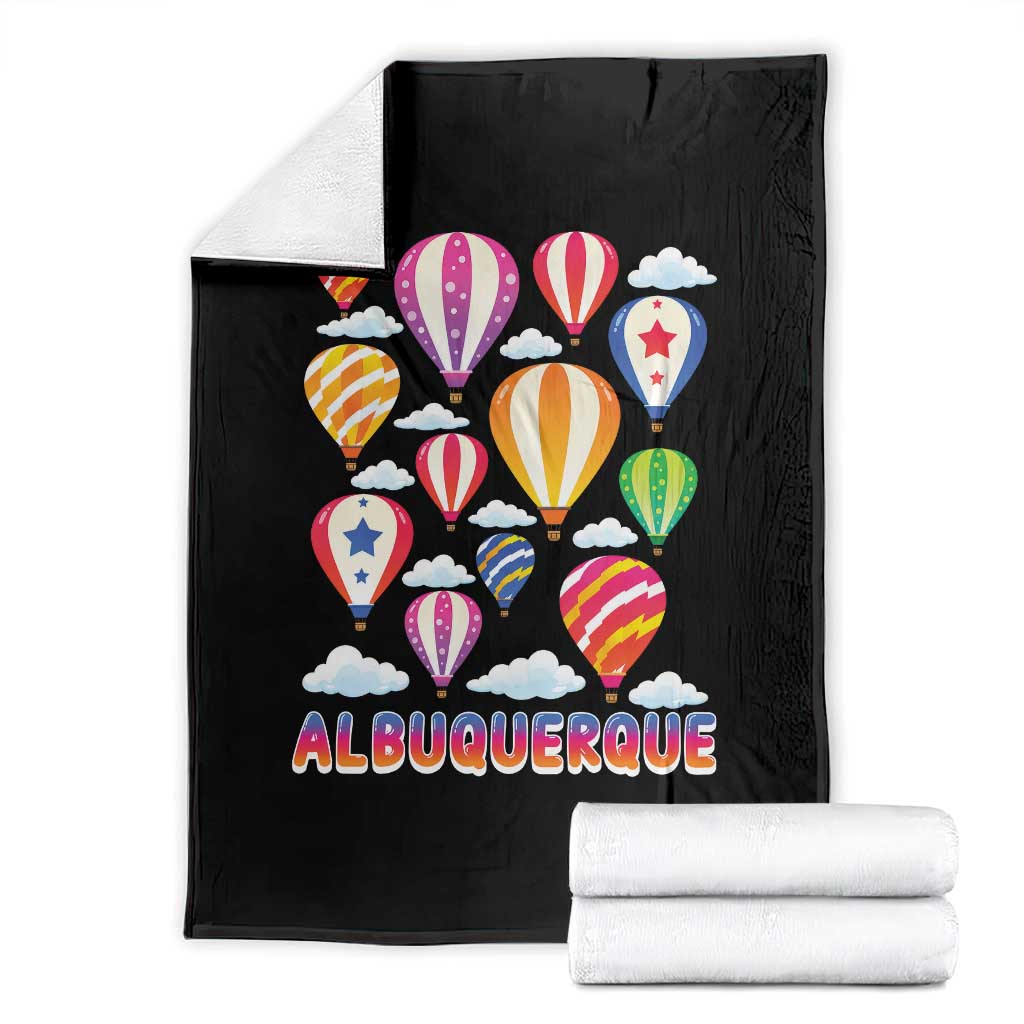 Cute Colorful Hot Air Balloon Albuquerque Graphic Throw Blanket New Mexico Travel Souvenir