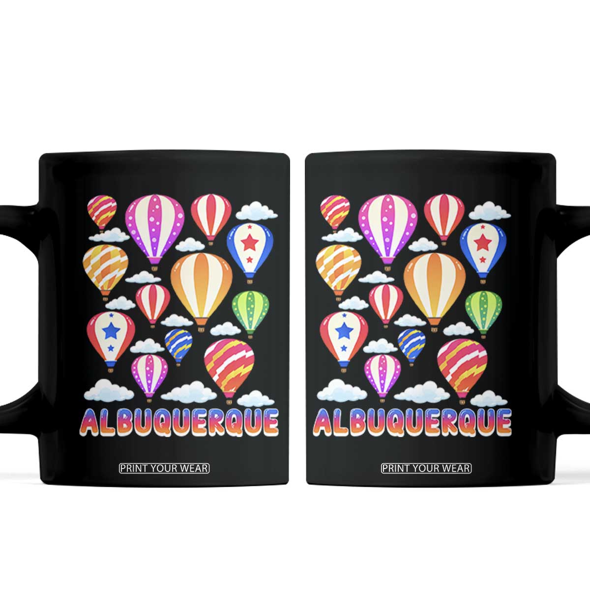 Cute Colorful Hot Air Balloon Albuquerque Graphic Coffee Mug New Mexico Travel Souvenir
