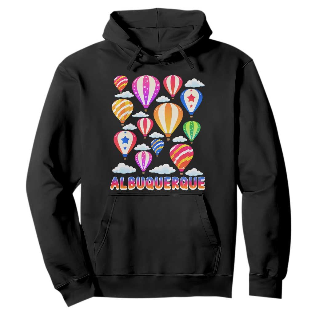 Cute Colorful Hot Air Balloon Albuquerque Graphic Hoodie New Mexico Travel Souvenir