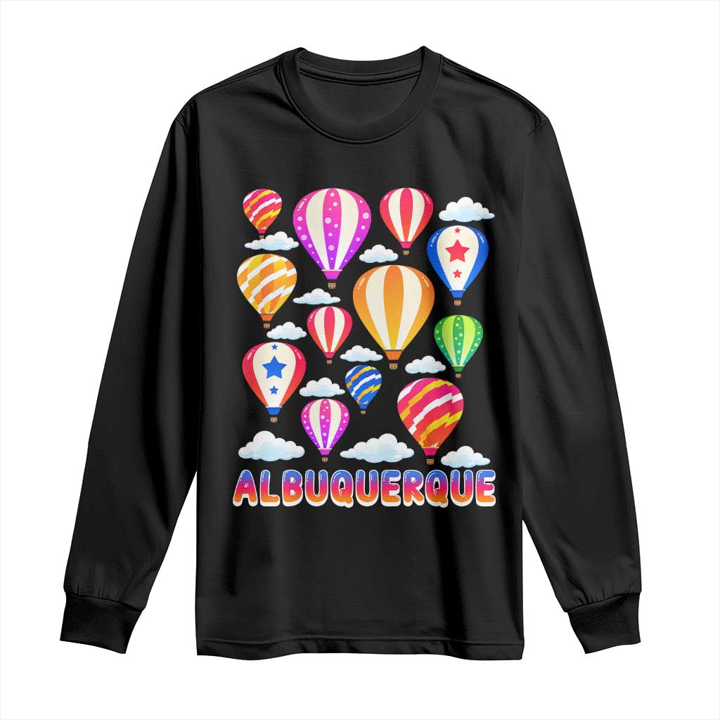 Cute Colorful Hot Air Balloon Albuquerque Graphic Long Sleeve Shirt New Mexico Travel Souvenir