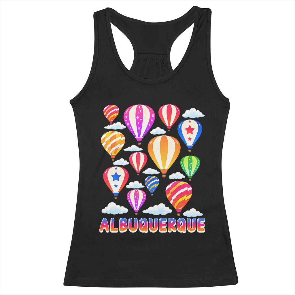 Cute Colorful Hot Air Balloon Albuquerque Graphic Racerback Tank Top New Mexico Travel Souvenir