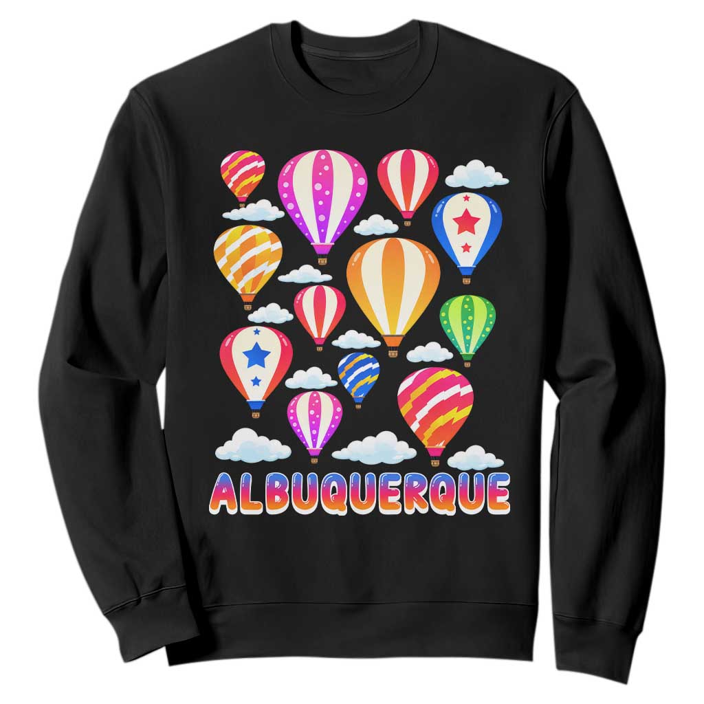 Cute Colorful Hot Air Balloon Albuquerque Graphic Sweatshirt New Mexico Travel Souvenir