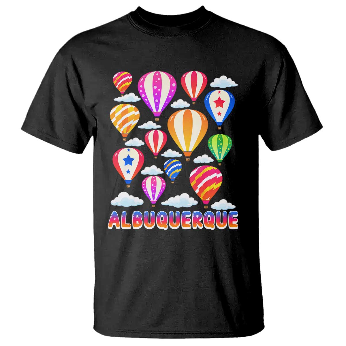 Cute Colorful Hot Air Balloon Albuquerque Graphic T Shirt New Mexico Travel Souvenir