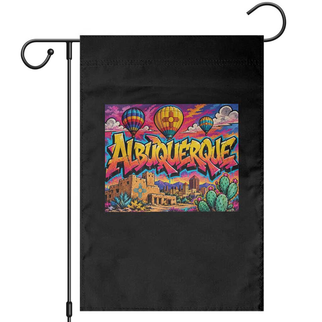 Albuquerque Hot Air Balloon Graffiti Street Art Garden Flag New Mexico Festival Travel Pueblo City Skyline