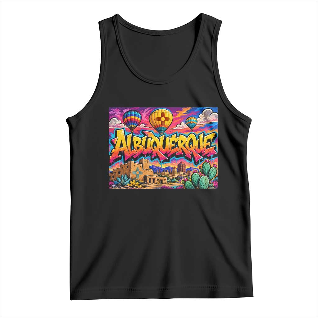 Albuquerque Hot Air Balloon Graffiti Street Art Tank Top New Mexico Festival Travel Pueblo City Skyline