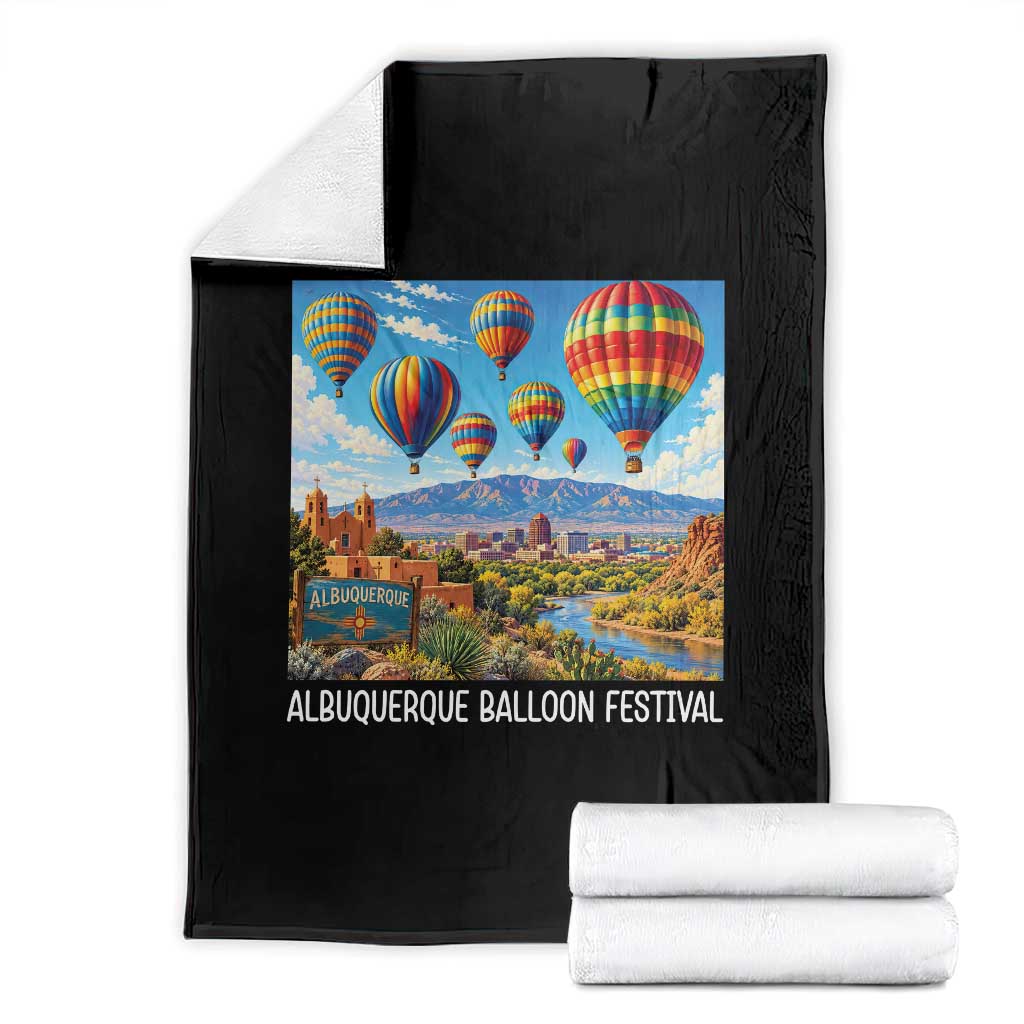 Albuquerque Balloon Festival Scenic Panorama Throw Blanket New Mexico Skyline Old Town Graphic