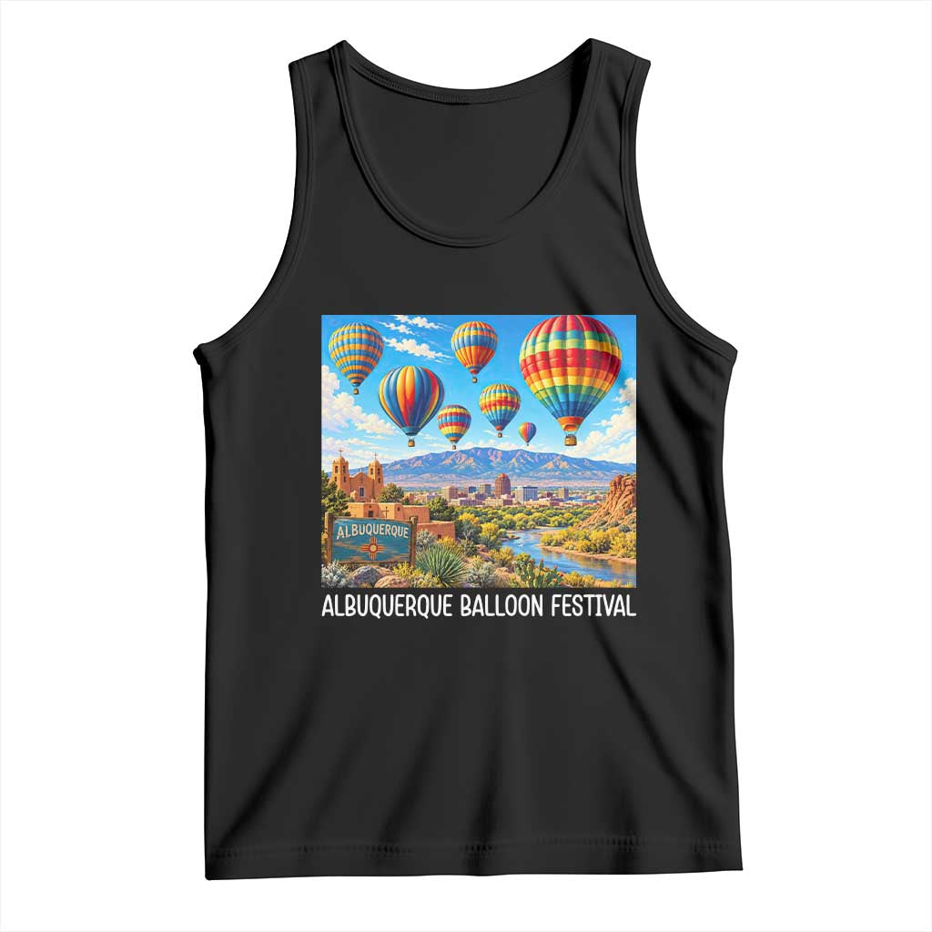 Albuquerque Balloon Festival Scenic Panorama Tank Top New Mexico Skyline Old Town Graphic