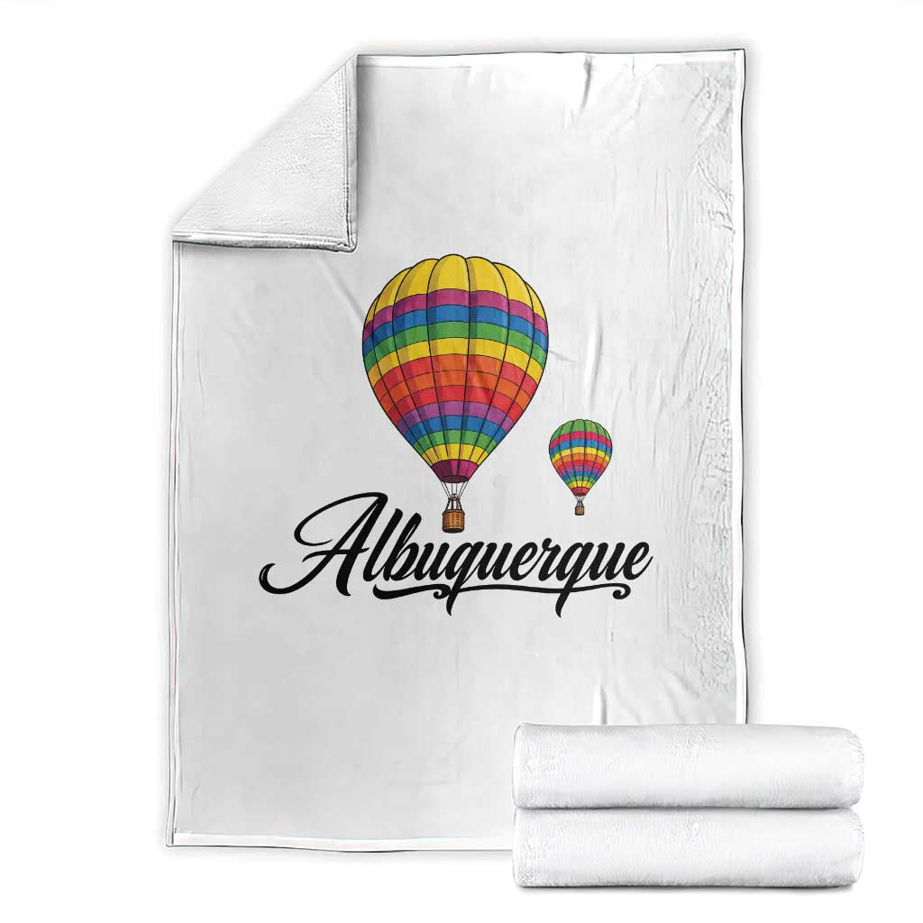 Albuquerque Rainbow Striped Hot Air Balloon Graphic Throw Blanket New Mexico Festival Trip