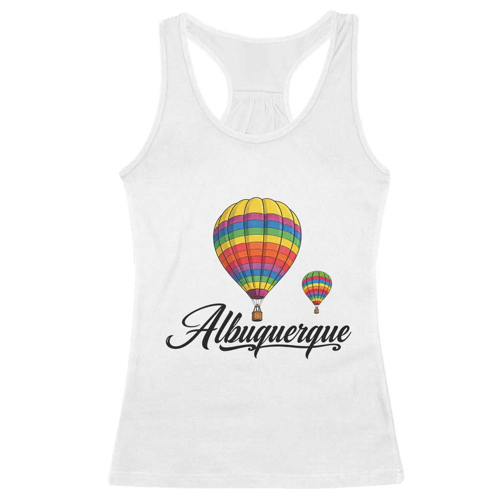 Albuquerque Rainbow Striped Hot Air Balloon Graphic Racerback Tank Top New Mexico Festival Trip