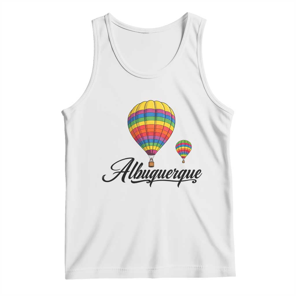 Albuquerque Rainbow Striped Hot Air Balloon Graphic Tank Top New Mexico Festival Trip