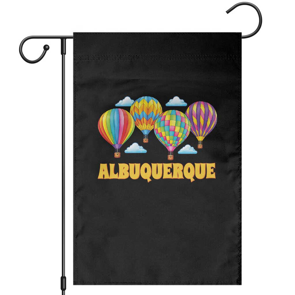 Albuquerque Hot Air Balloon Sky Graphic Garden Flag Vibrant Colorful Ballooning New Mexico Festival
