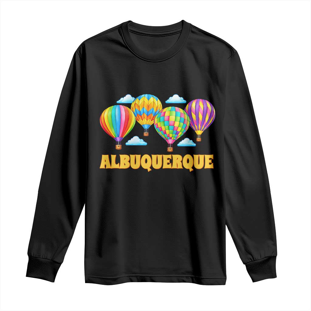 Albuquerque Hot Air Balloon Sky Graphic Long Sleeve Shirt Vibrant Colorful Ballooning New Mexico Festival