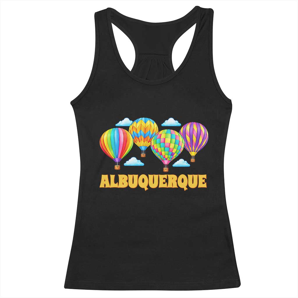 Albuquerque Hot Air Balloon Sky Graphic Racerback Tank Top Vibrant Colorful Ballooning New Mexico Festival