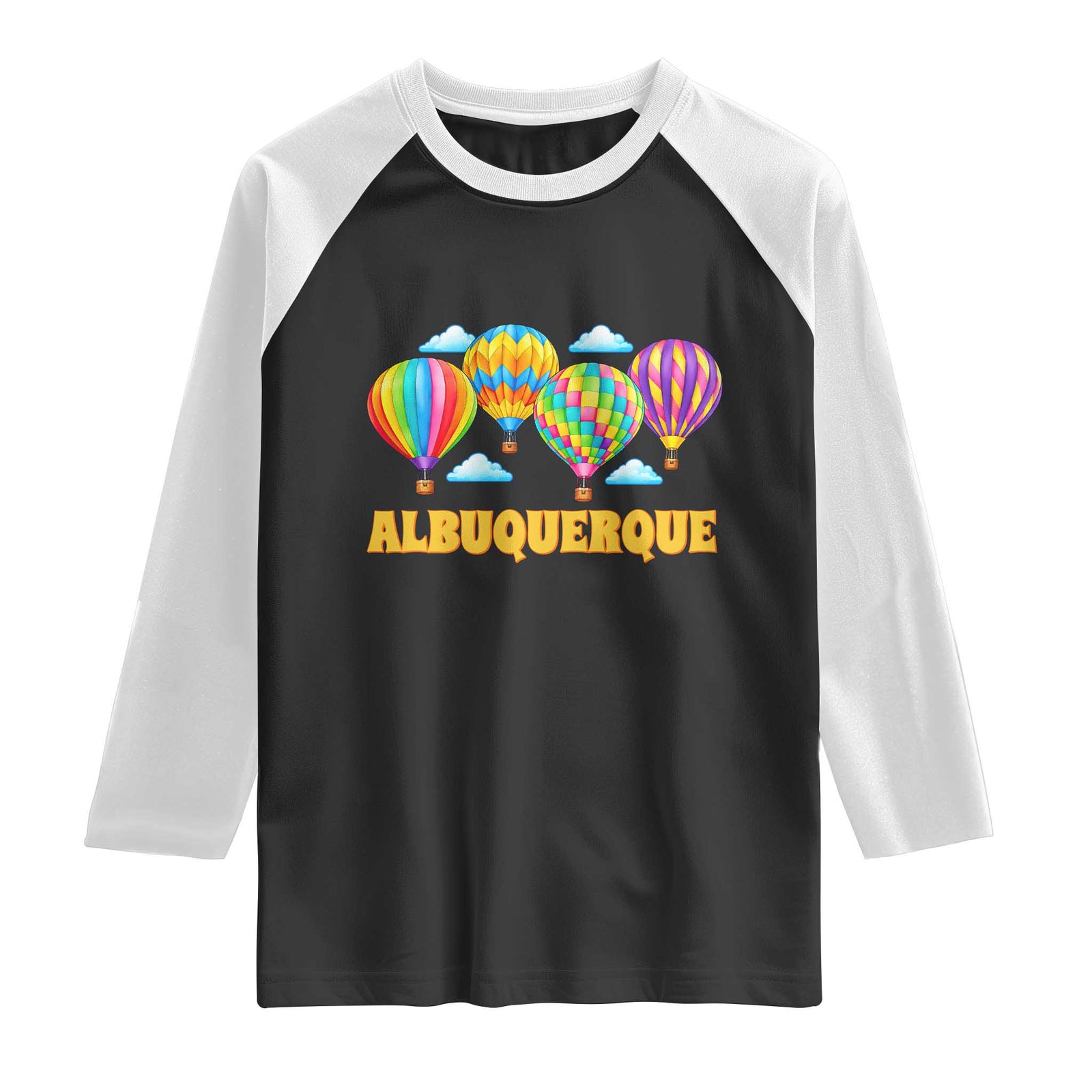 Albuquerque Hot Air Balloon Sky Graphic Raglan Shirt Vibrant Colorful Ballooning New Mexico Festival