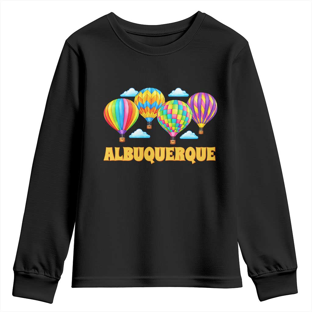 Albuquerque Hot Air Balloon Sky Graphic Youth Sweatshirt Vibrant Colorful Ballooning New Mexico Festival