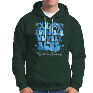 In November We Wear Blue Groovy Diabetic Diabetes Awareness Hoodie TS02 Dark Forest Green Printyourwear