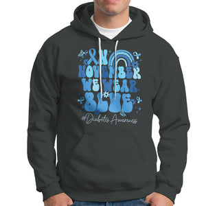 In November We Wear Blue Groovy Diabetic Diabetes Awareness Hoodie TS02 Dark Heather Printyourwear