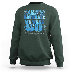 In November We Wear Blue Groovy Diabetic Diabetes Awareness Sweatshirt TS02 Dark Forest Green Printyourwear