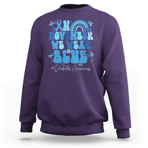 In November We Wear Blue Groovy Diabetic Diabetes Awareness Sweatshirt TS02 Purple Printyourwear