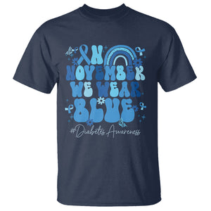 In November We Wear Blue Groovy Diabetic Diabetes Awareness T Shirt TS02 Navy Printyourwear