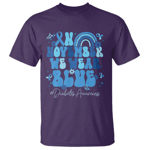 In November We Wear Blue Groovy Diabetic Diabetes Awareness T Shirt TS02 Purple Printyourwear