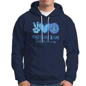 Peace Love Cure Blue Ribbon Sunflower Diabetes Awareness Hoodie TS02 Navy Printyourwear