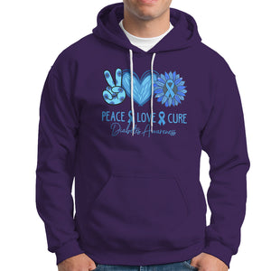 Peace Love Cure Blue Ribbon Sunflower Diabetes Awareness Hoodie TS02 Purple Printyourwear