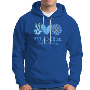 Peace Love Cure Blue Ribbon Sunflower Diabetes Awareness Hoodie TS02 Royal Blue Printyourwear