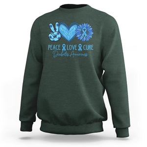 Peace Love Cure Blue Ribbon Sunflower Diabetes Awareness Sweatshirt TS02 Dark Forest Green Printyourwear