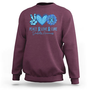 Peace Love Cure Blue Ribbon Sunflower Diabetes Awareness Sweatshirt TS02 Maroon Printyourwear