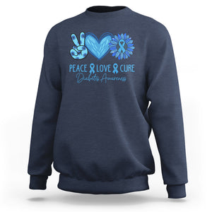 Peace Love Cure Blue Ribbon Sunflower Diabetes Awareness Sweatshirt TS02 Navy Printyourwear