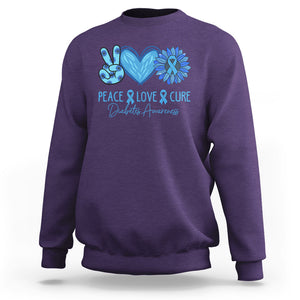 Peace Love Cure Blue Ribbon Sunflower Diabetes Awareness Sweatshirt TS02 Purple Printyourwear