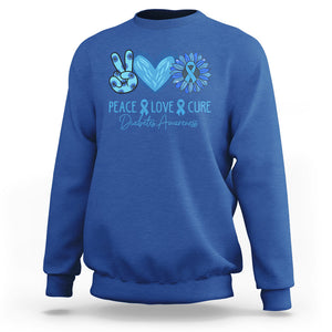 Peace Love Cure Blue Ribbon Sunflower Diabetes Awareness Sweatshirt TS02 Royal Blue Printyourwear