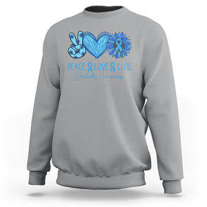 Peace Love Cure Blue Ribbon Sunflower Diabetes Awareness Sweatshirt TS02 Sport Gray Printyourwear