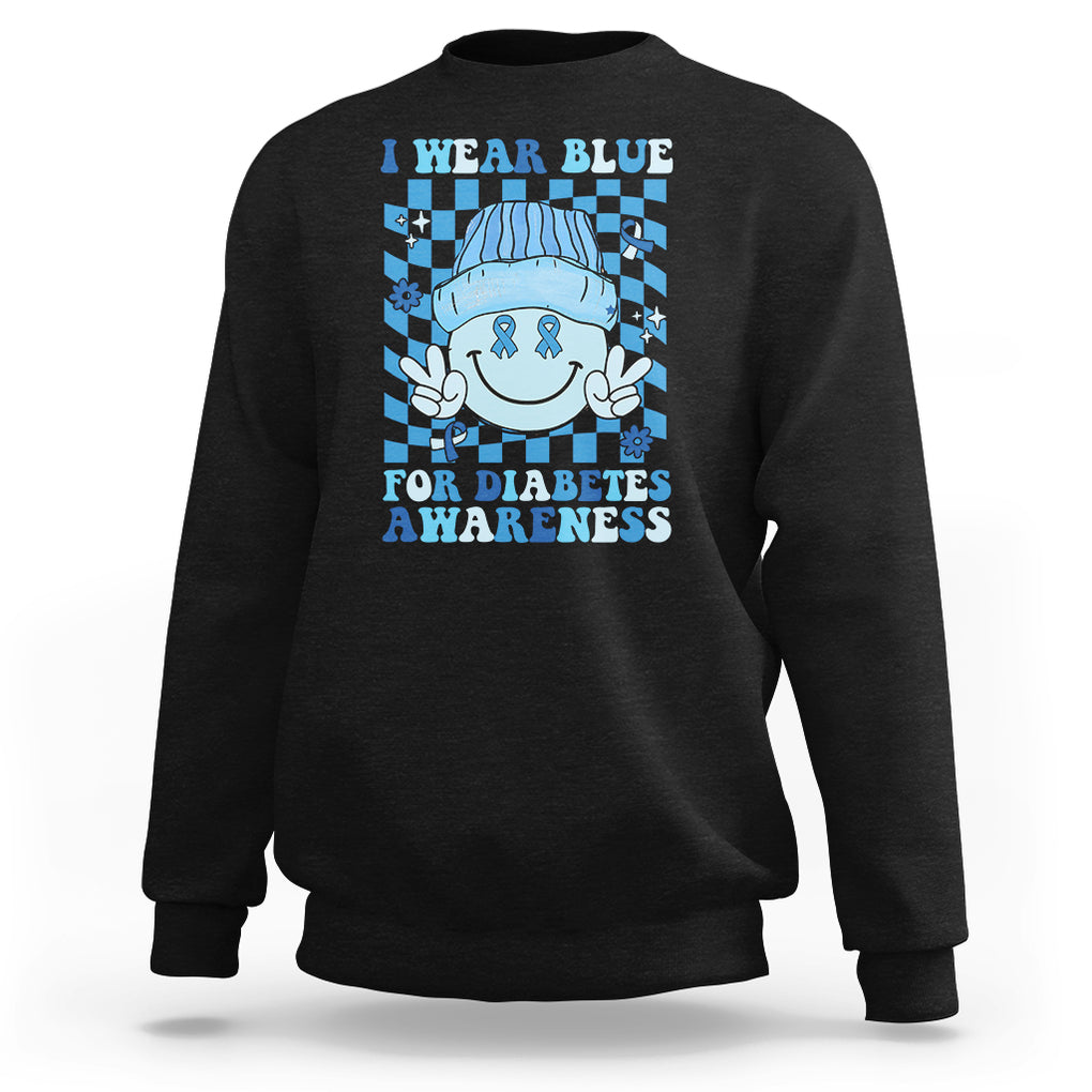 I Wear Blue For Diabetes Awareness Support T1D T2D Diabetics Sweatshirt TS02 Black Printyourwear