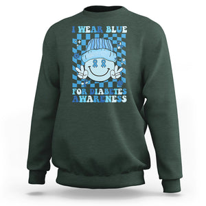 I Wear Blue For Diabetes Awareness Support T1D T2D Diabetics Sweatshirt TS02 Dark Forest Green Printyourwear