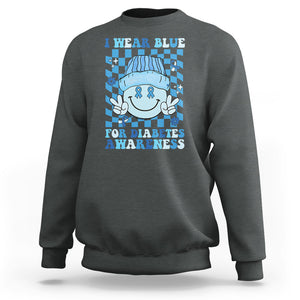 I Wear Blue For Diabetes Awareness Support T1D T2D Diabetics Sweatshirt TS02 Dark Heather Printyourwear