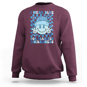 I Wear Blue For Diabetes Awareness Support T1D T2D Diabetics Sweatshirt TS02 Maroon Printyourwear