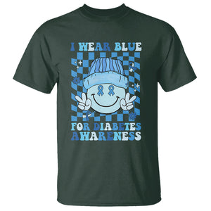 I Wear Blue For Diabetes Awareness Support T1D T2D Diabetics T Shirt TS02 Dark Forest Green Printyourwear