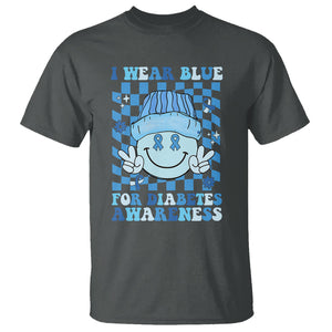 I Wear Blue For Diabetes Awareness Support T1D T2D Diabetics T Shirt TS02 Dark Heather Printyourwear