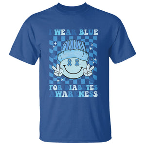 I Wear Blue For Diabetes Awareness Support T1D T2D Diabetics T Shirt TS02 Royal Blue Printyourwear