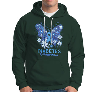 In November We Wear Blue Ribbon Butterfly Diabetes Awareness Hoodie TS02 Dark Forest Green Printyourwear