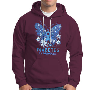 In November We Wear Blue Ribbon Butterfly Diabetes Awareness Hoodie TS02 Maroon Printyourwear