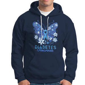 In November We Wear Blue Ribbon Butterfly Diabetes Awareness Hoodie TS02 Navy Printyourwear