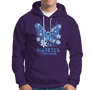 In November We Wear Blue Ribbon Butterfly Diabetes Awareness Hoodie TS02 Purple Printyourwear