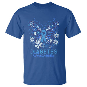 In November We Wear Blue Ribbon Butterfly Diabetes Awareness T Shirt TS02 Royal Blue Printyourwear