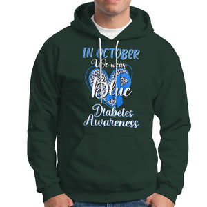 In October We Wear Blue Ribbon Heart Diabetes Awareness Hoodie TS02 Dark Forest Green Printyourwear